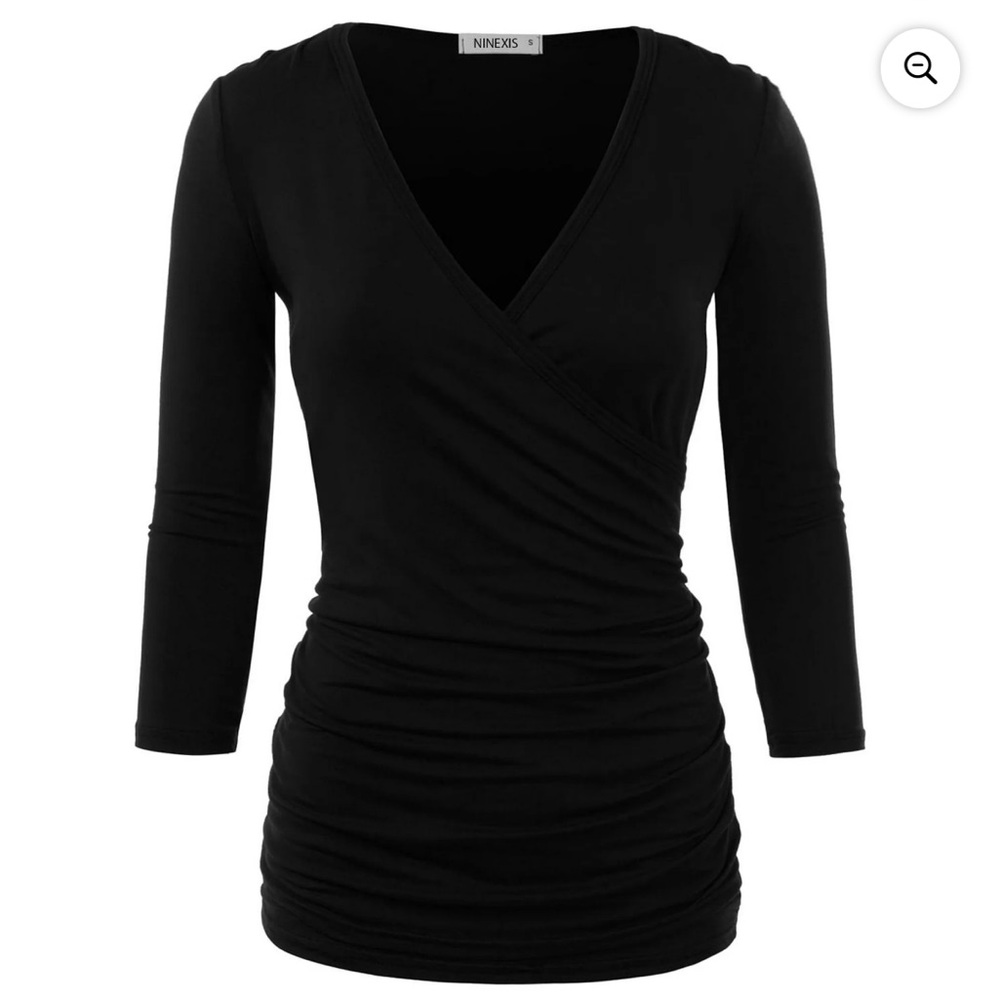 Doublju Classic Black Wrap Blouse